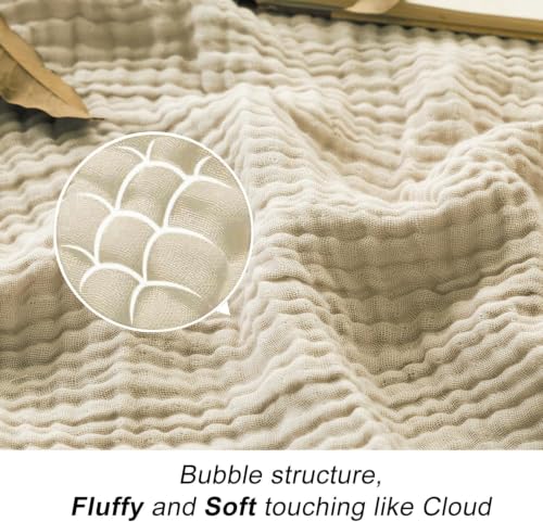 EMME King Size Muslin Cotton Blanket Beige 108x90 Inches Bed Layering