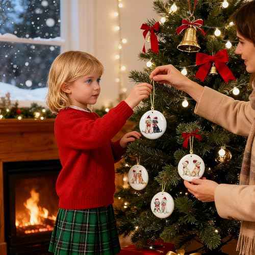 JINYO Goldendoodle Ornament, Golden Doodle Gifts, Golden Doodle Ornaments for Christmas Tree, Funny Santa Goldendoodle Xmas Decorative Hanging Ceramic Ornaments