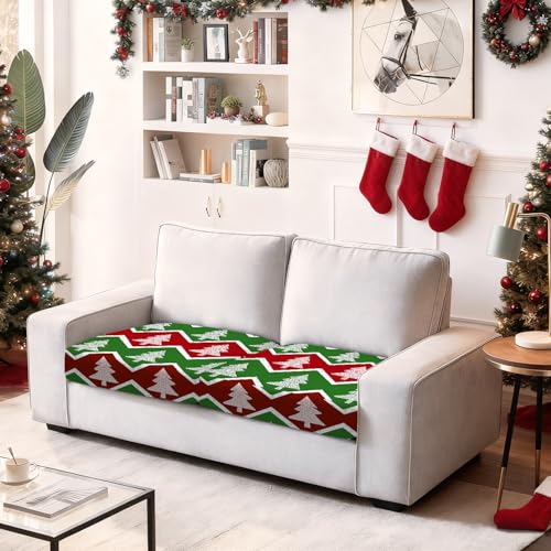 ANNA QUEEN 8Pcs Christmas Tree Zigzag Sofa Cushion Covers – Washable Stretch Replacement Covers (27.5 x 25 x 9 inches)