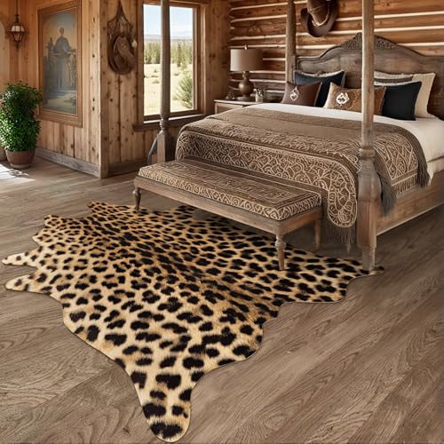 AROGAN Premium Leopard Print Rug, Faux Cheetah Rugs, Non-Slip 4.6 x
