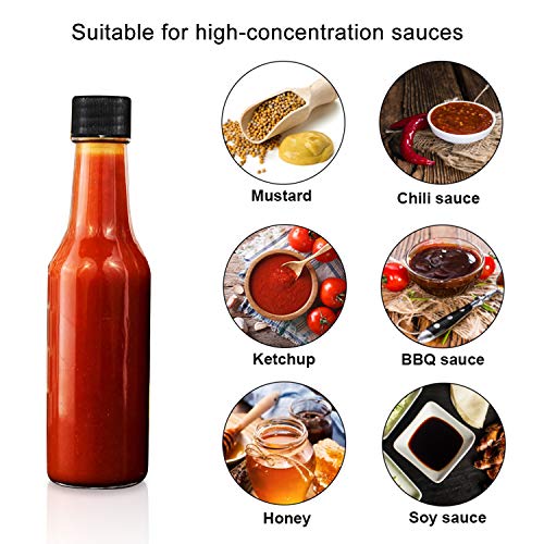 Black 35-Pack 5oz Glass Hot Sauce Bottles with Lids & Labels – Reusable Kitchen Storage