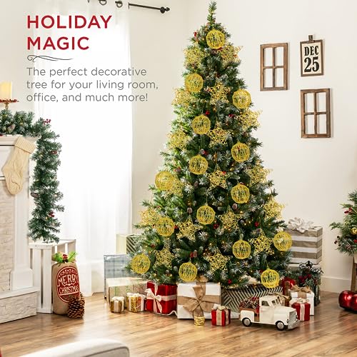 KEYDUACU 2.36-inch Gold Christmas Ornaments & Star Set - 16 Pcs