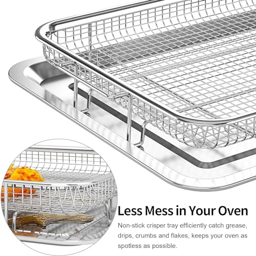 OPENICE 3-Piece Oven Air Fryer Basket and Tray Set with Parchment Paper, 12.8x9.6, 15.6x11.6, 18.7x12.8 Inches