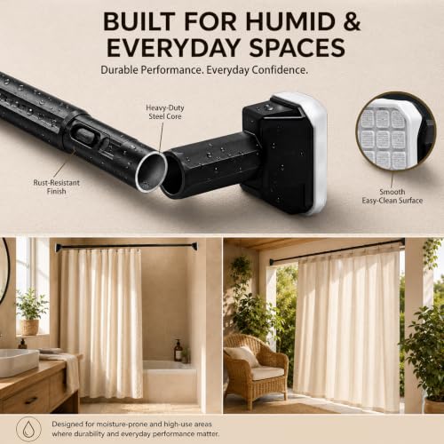 Heavy-Duty Tension Curtain Rod 41-126 Inch No-Drill Adjustable Shower & Window Rod