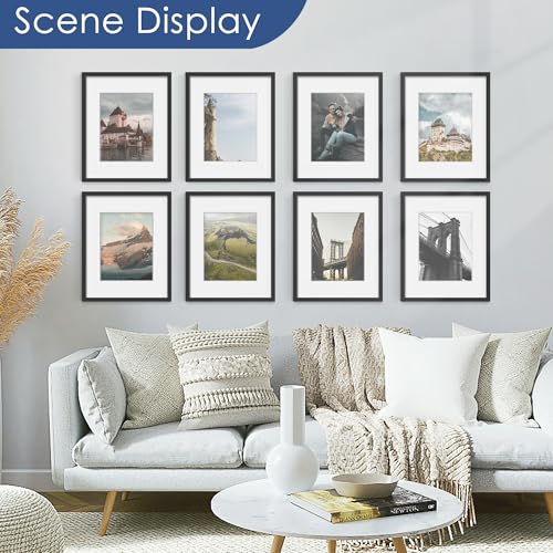 16x20 Black Picture Frame Set of 6 Wall Mount Display - Sturdy Wood