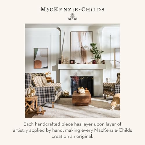MacKenzie-Childs Rattan Pumpkin Set with Mocha Check, Fall Decor, Handmade Autumn Gift