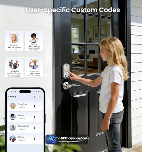 Fingerprint Smart Door Lock with App Control Satin Nickel - Veise VE017
