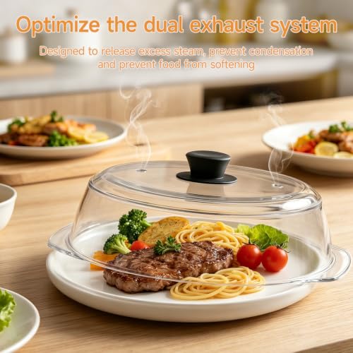 10-Inch Glass Microwave Splatter Cover with Silicone Handle - Food Safe, Dishwasher Safe, BPA-Free