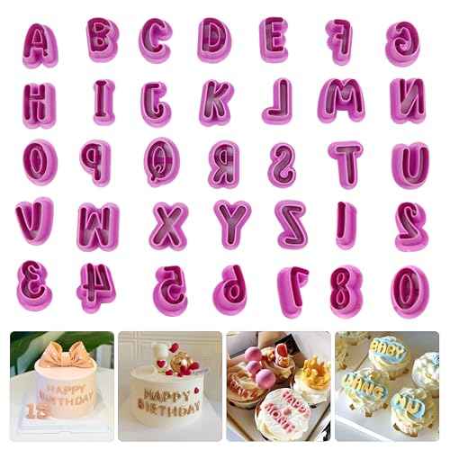 35 Pcs Letter And Number Cookie Cutters,Cake Pop Mold,Fondant Letter Cutters,Alphabet Number Shapes Clay Cutters For Polymer,Suitable Birthday, Christmas, New Year And Holiday Party Decorations