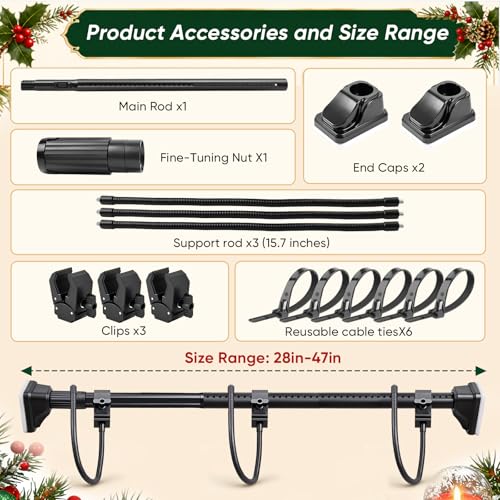 Adjustable Christmas Garland Hanger for Front Door, No-Drill Tension Fit, 27.6-47.2 Inches