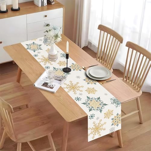 Christmas Snowflake Table Runner 13x72 Inch Holiday Dining Decor
