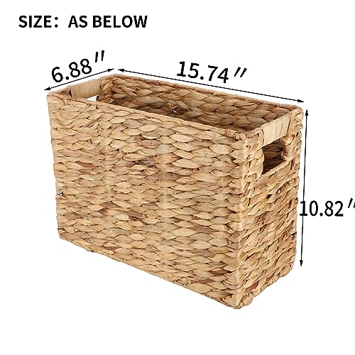 Water Hyacinth Storage Basket with Handles - Large Wicker Basket for Home Organization