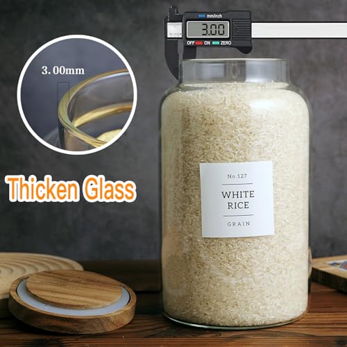 2800ml Glass Food Storage Jars Set of 2 with Airtight Acacia Lids & 132 Labels