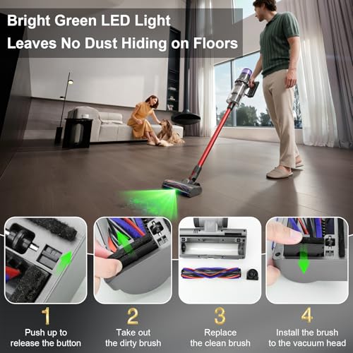 1 Pack LED Green Light Vacuum Head Replacement for Dyson V7 V8 V10 V11 V15 Cordless Cleaners