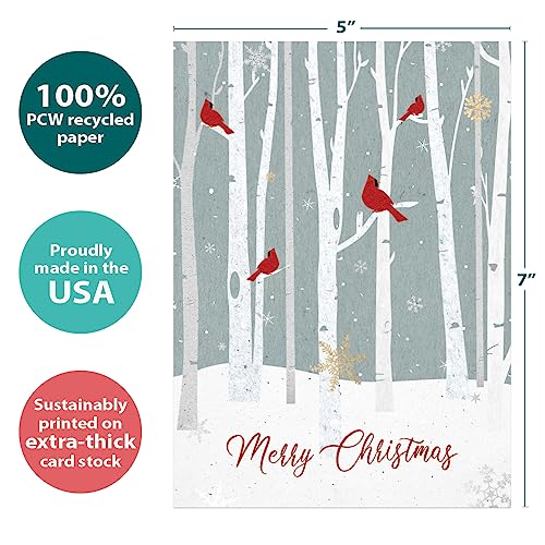 Tree-Free Greetings Christmas Cardinal Holiday Card - Winter Birch Forest, 1 Card