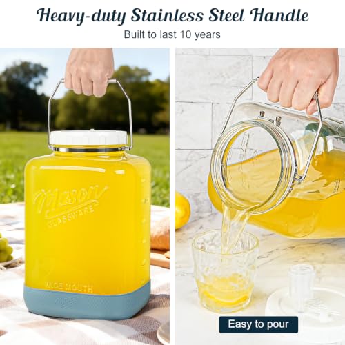 2 Gallon Fermentation Jar with Airlock - Large Glass Mason Jar with Lid & Handle - Square Pickle, Sauerkraut & Kombucha Fermenter - Variation of THIS Listing