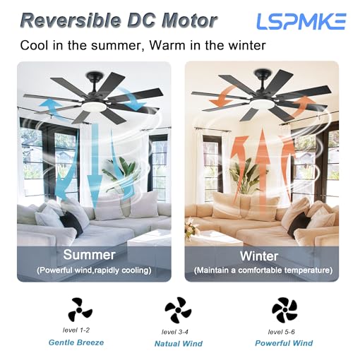 Black 52 Inch Ceiling Fan with Light & Remote for Indoor/Outdoor Use