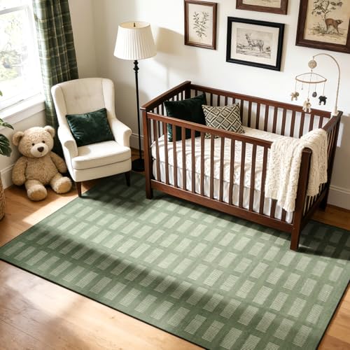 Sage Green 5x7 Area Rug - Ultra Soft Non-Slip Carpet for Kids Room & Home