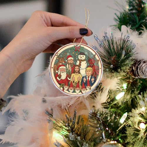 Funny Christmas Gnome Ornaments - Santa, Rudolph, Snowman, Krampus - 3.6 Inch Acrylic Holiday Decorations