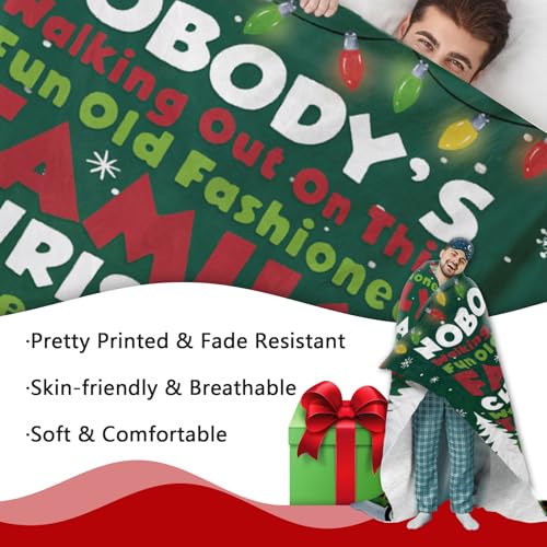 Christmas Vacation Flannel Blanket 50x60 Inches with Family & Tree Design - Zzkol