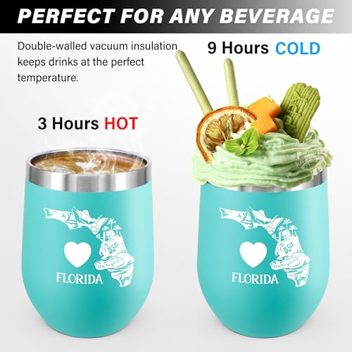 KAIRA Love Florida Mint Travel Tumbler with Lid – 12oz Stainless Steel Wine Cup