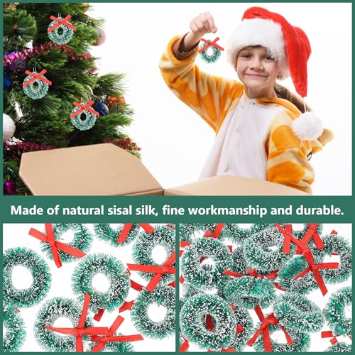 Mini Christmas Wreaths 24pcs Artificial Holiday Decor for Dollhouses & Ornaments