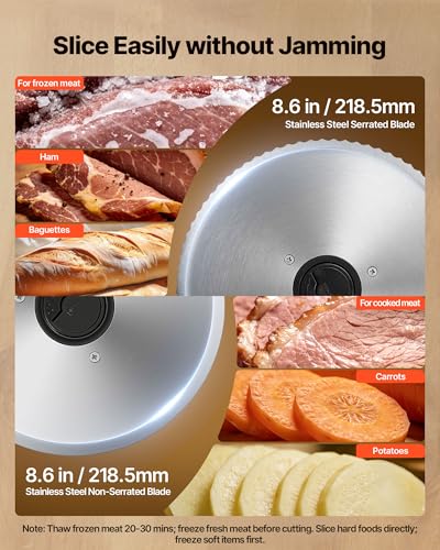 VEVOR 8.6 Inch Electric Meat Slicer with Dual SUS420 Blades, Adjustable Thickness
