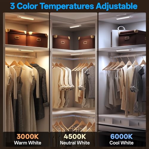 Under Cabinet Lighting with Charging Station - 6 Pack, Battery Operated, Motion Sensor, Dimmable & Adjustable Color