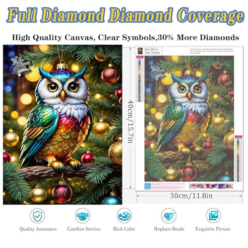 WPYTNM Christmas Owl Diamond Art Kit – 12x16 inch, Yellow
