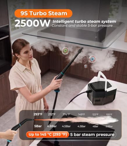 QITQUNS C4 2500W Handheld Steam Cleaner Ivory – 6-Level Steam Control, 1.8L Tank
