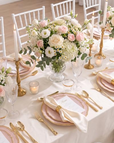 Pink and Gold Disposable Plates Set for Wedding & Party - 50 Guests - Variation of THIS listing