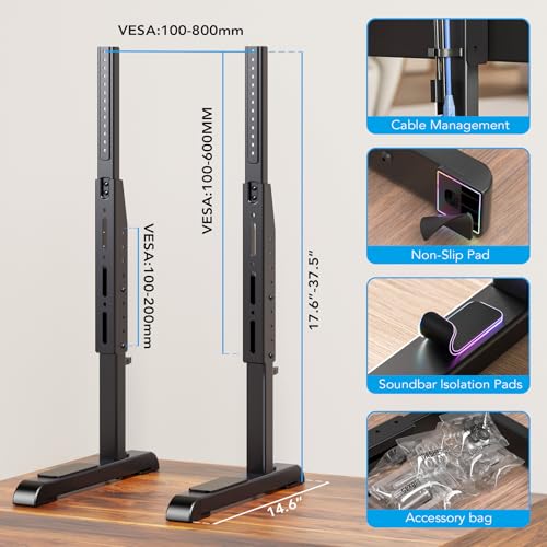 AX WABER Adjustable TV Stand for 37-86 Inch Flat & Curved TVs, Steel Base with Cable Management, Supports up to 150 lbs