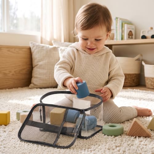 Large Black Waterproof Toy Storage Bags 8 Pack - Kids Room Organizer with Zipper