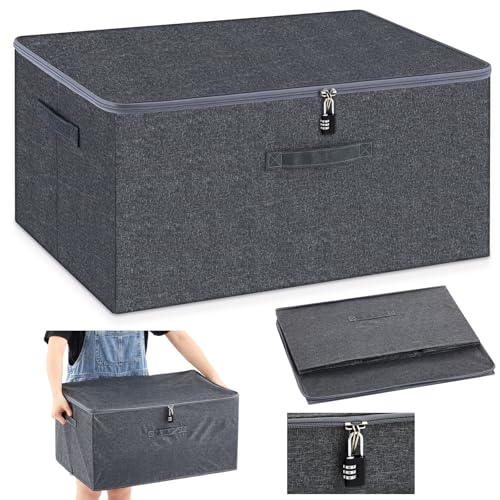 Lockable Toy Storage Box - Gray, 23.6 x 15.8 x 11.8 Inches, Personal Privacy Lock