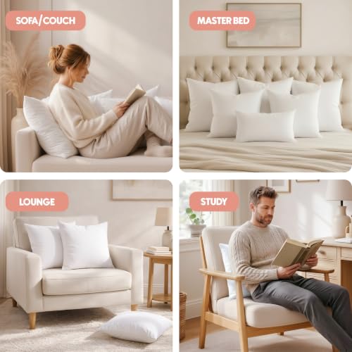 White 22x22 Inch Pillow Inserts - 2 Pack, Supportive & Bounce Back Cushions