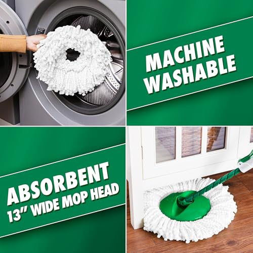 Spin Mop System with Bucket & 3 Refill Heads - All-in-One Microfiber Mop Set - Spin Mop Plus