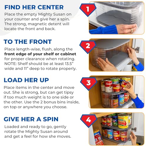 Mighty Susan 2-Tier Lazy Susan Organizer for Cabinets - Steel Reinforced