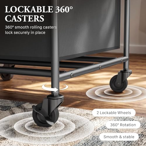 Laundry Cart with 4 Heavy Duty Bags - Rolling Laundry Sorter, Dark Grey