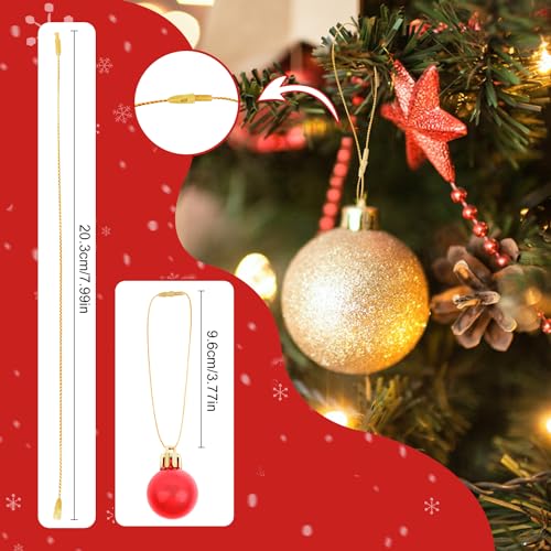 DIYASY 300Pcs Christmas Ornament String Hooks, Gold Ornaments Hangers for Christmas Tree Ribbon Hanger Strings Decorations with Snap Fastener Polyester Precut Hanging Ropes