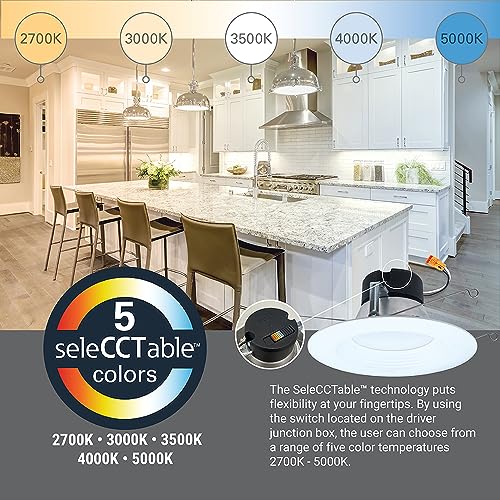 6-Pack Recessed LED Light Trim - 5 CCT Dimmable 750lm for 5/6 Inch Can Lights
