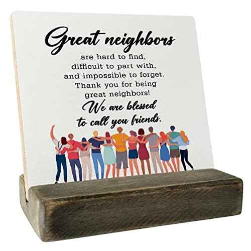To My Neighbor Wood Plaque, Thank You for Being Great Neighbors, Plaque with Wooden Stand, Meaningful Wood Sign Plaque Gift, Neighbor Friend Gifts-We Are Blessed to Call You Friends, Christmas Gifts