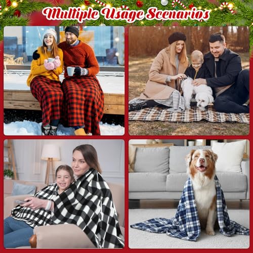 Hahafelt Vintage Plaid Flannel Throw Blanket 10-Pcs 50 x 60 in