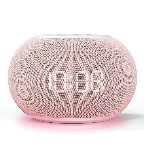 Pink Auto Dimmable Sound Machine Alarm Clock with Night Light for Girls