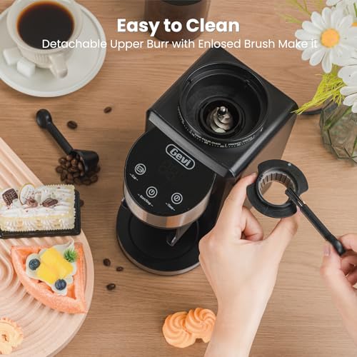 Gevi Black Burr Coffee Grinder with 35 Settings, Large Capacity & Portafilter Cradle