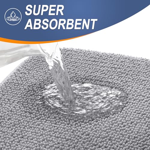 OLANLY Grey Rectangular Memory Foam Bathroom Rug 36x24 - Soft Absorbent Bath Mat