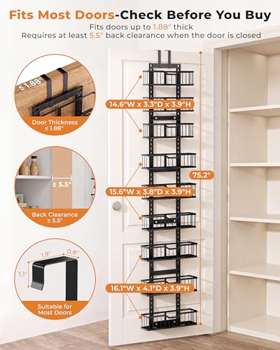 EVERIE Over the Door Pantry Organizer, 9-Tier Heavy Duty Storage Rack