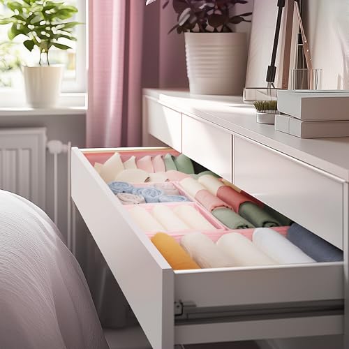 Pink Drawer Organizer Clothes Set 10 Pack - Foldable Closet Dividers for Baby & Kids