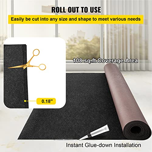 Black Marine Carpet 6ft x 18ft Waterproof Indoor Outdoor Rug Roll - Boat, Patio, Deck, Porch Variation