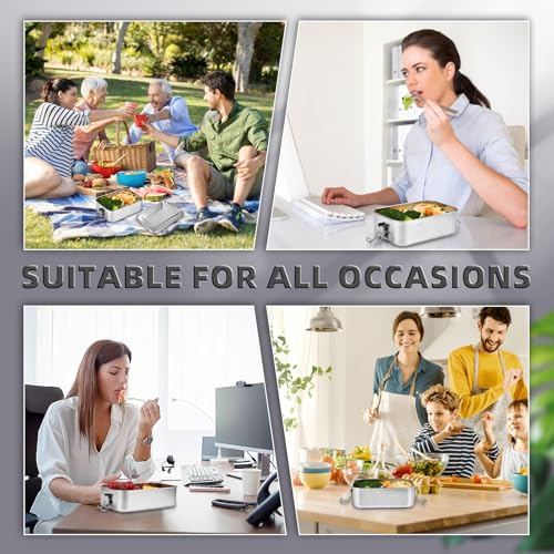 4 Pack 550ml Stainless Steel Bento Lunch Boxes Leakproof Food Containers