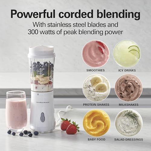 Hamilton Beach Portable Blender with 14 oz Travel Jar - White, 2 Jars